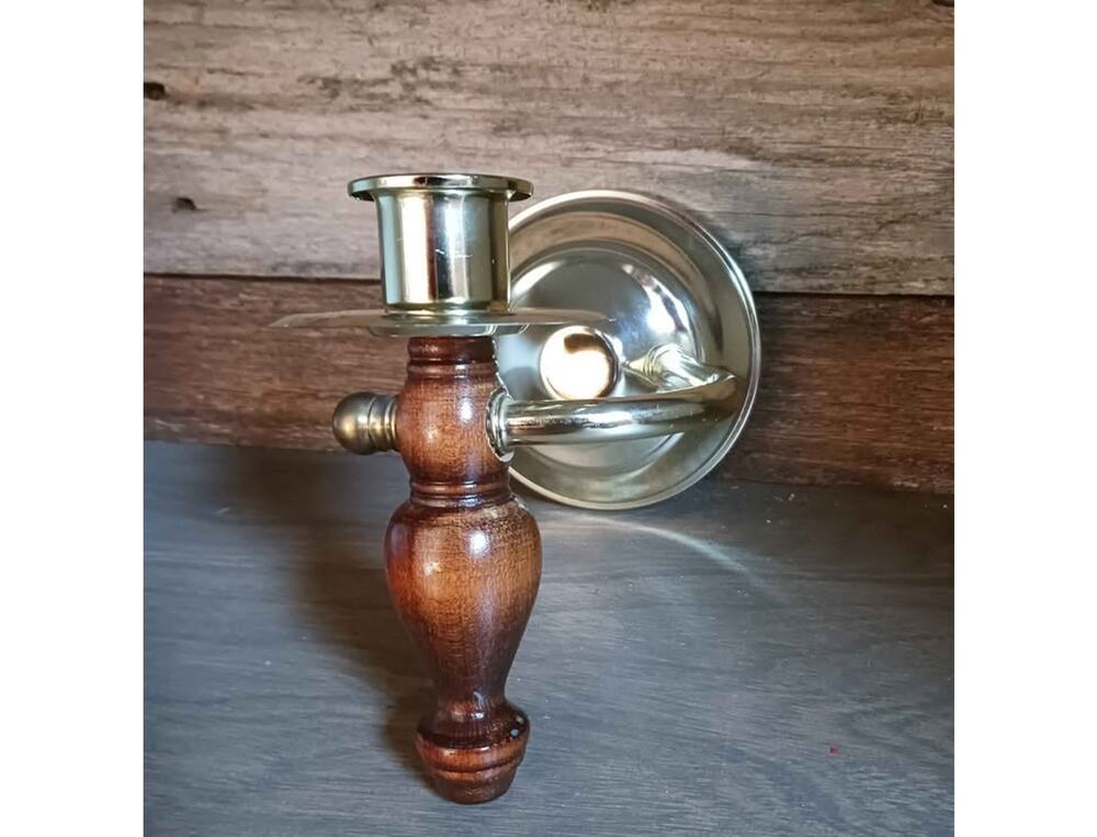 Vintage Homco Home interior wood gold wall sconce candle holder